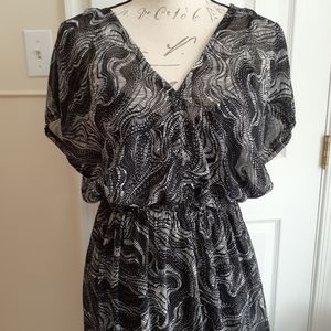 Black and Ivory Print Chiffon Maxi